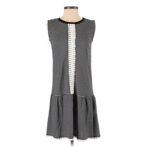 N Nicholas Sleeveless Dropped Waist Embroidered Cotton Dress - Stripes - Multi